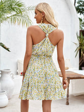 Load image into Gallery viewer, Floral Criss Cross Halter Dress