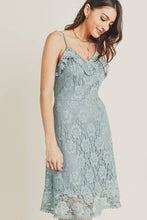 Load image into Gallery viewer, All Over Lace Frill Neckline Dress and Flare Hem