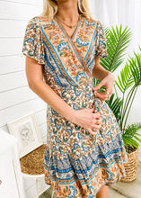 Load image into Gallery viewer, Bohemian Print Wrap Dress - Beige