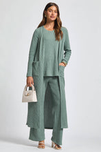 Load image into Gallery viewer, Thermal Sleeveless Tank + Cardigan + Relaxed Pants: SOFT TEAL