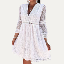 Load image into Gallery viewer, Love and Romantic Dream Floral Lace V-Neck Mini Dress