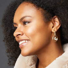 Load image into Gallery viewer, Floating Stone Hoop Earrings -Matte Gold