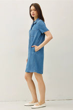 Load image into Gallery viewer, Denim Wash Button Down Tencel Shirt Dress