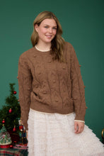 Load image into Gallery viewer, POM POM CABLE KNIT KNIT SWEATER
