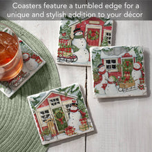 Load image into Gallery viewer, Snowman&#39;s Farmhouse Assorted Image  Coaster 4 Pk