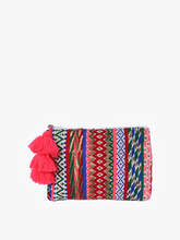 Load image into Gallery viewer, Josephine Printed Cotton Pouch w/ Tassels: Coral-Multi