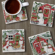 Load image into Gallery viewer, Snowman&#39;s Farmhouse Assorted Image  Coaster 4 Pk