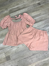 Load image into Gallery viewer, Blush Peplum Top and Shorts