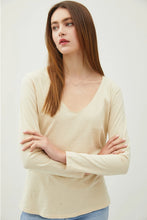 Load image into Gallery viewer, Cotton V-Neck Long Sleeve T-Shirt