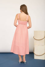 Load image into Gallery viewer, STRIPE SWEETHEART BUTTON DOWN SLEEVELESS MIDI DRESS: RED