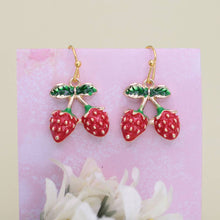 Load image into Gallery viewer, Juicy Bunch Gold Strawberry Earrings