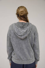 Load image into Gallery viewer, WASHED HOODED HENLEY KNIT TOP: BLACK