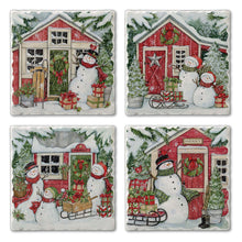 Load image into Gallery viewer, Snowman&#39;s Farmhouse Assorted Image  Coaster 4 Pk