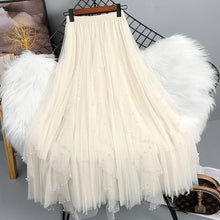 Load image into Gallery viewer, BEADED MESH PLEATED SKIRT A LINE TULLE SKIRT