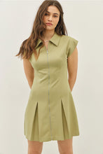 Load image into Gallery viewer, Chic Mini Dress with Front Zipper and Pleated Hem