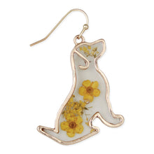 Load image into Gallery viewer, Floral Friend Gold Dog Dried Flower Earrings