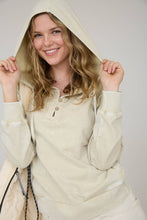 Load image into Gallery viewer, WASHED HOODED HENLEY KNIT TOP: OATMEAL