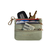 Load image into Gallery viewer, Clip &amp; Go Strap w/Zippered Pouch: Brown/Cream Chevron