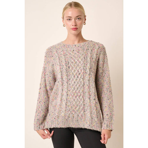 MULTI CROCHET STYLE LONG SLEEVE SWEATER