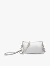 Load image into Gallery viewer, Riley Monogrammable 3 Compartment Crossbody/Wristlet: Bright Silver
