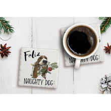 Load image into Gallery viewer, &quot;Feliz Naughty Dog&quot; Single Absorbent Stone Coaster
