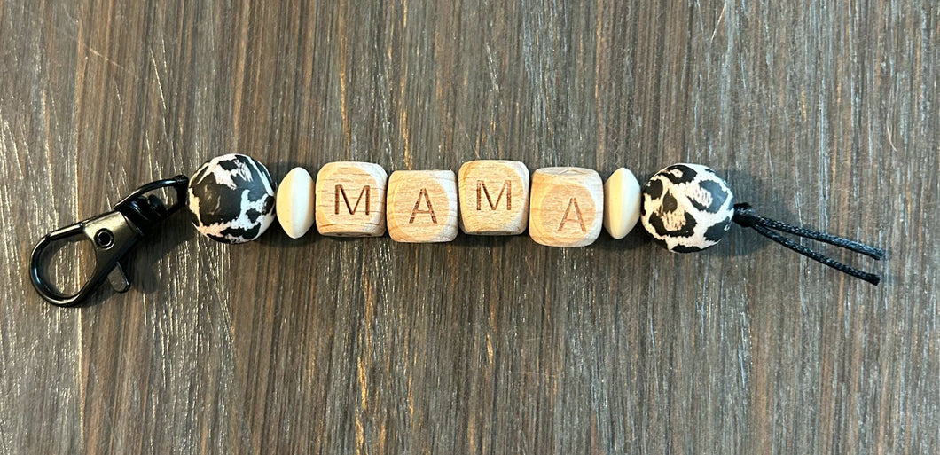 Mama Straight Keychain Leopard Beads