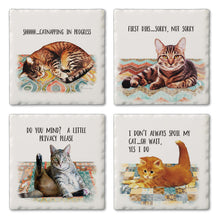 Load image into Gallery viewer, Cat Nappy Assorted Image Tumbled Tile Coaster