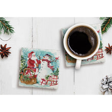 Load image into Gallery viewer, &quot;Santa &amp; Snowman&quot; Absorbent Stone Coaster
