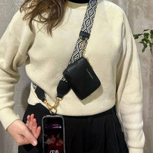 Load image into Gallery viewer, Clip &amp; Go Strap w/RFID Pouch Diamond Pattern: Black