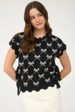 Load image into Gallery viewer, BOW PATTERN  SIDE TIE KNIT PULLOVER: BLACK