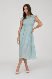 simple light blue prom dress Flowy Prom Dresses,Blue Prom Dress with Slit main image 0