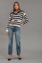 Load image into Gallery viewer, STRIPE SAILOR COLLAR KNIT SWEATER
