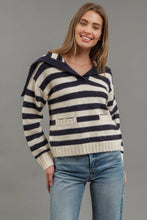 Load image into Gallery viewer, STRIPE SAILOR COLLAR KNIT SWEATER