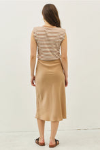 Load image into Gallery viewer, Stripe Knit Top Midi Dress with Satin Skirt