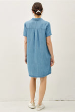 Load image into Gallery viewer, Denim Wash Button Down Tencel Shirt Dress