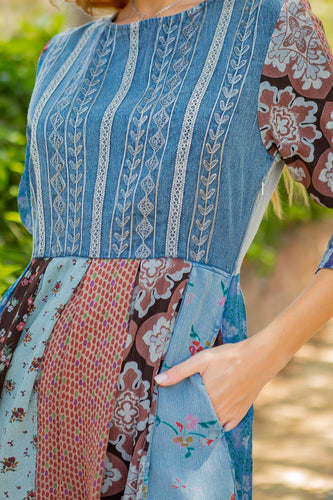 Boho Embroidered Side Pocket Western Mini Dress