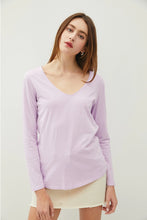 Load image into Gallery viewer, Cotton V-Neck Long Sleeve T-Shirt
