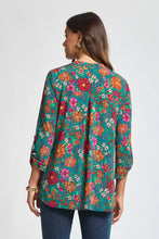 Load image into Gallery viewer, Fall Print Lizzy 3/4 Sleeve ToP: HUNTER GREEN
