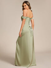 Load image into Gallery viewer, Off Shoulder Split Bandage Floor-Length Dress: Sage Green