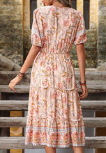 Load image into Gallery viewer, Floral Boho Puff Sleeve Dress