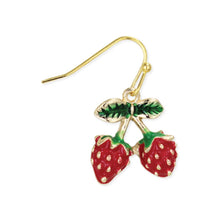 Load image into Gallery viewer, Juicy Bunch Gold Strawberry Earrings