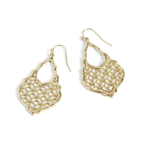 Gold Lattice Teardrop Earrings: Gold