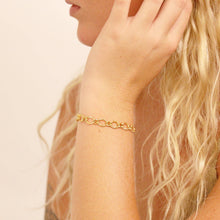 Load image into Gallery viewer, 18K Gold Stainless Steel Hammered Oval Chain Bracelet: Gold 7"
