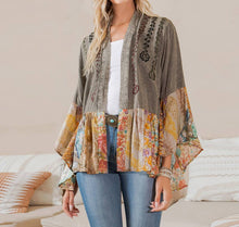 Load image into Gallery viewer, Vintage Bohemian Patchwork Kimono: GRAVEL