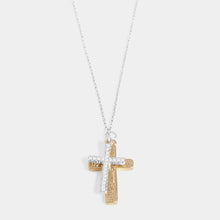 Load image into Gallery viewer, Double Bling Cross Necklace - Mixed Metal