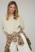 Load image into Gallery viewer, WASHED EXTENDED SHOULDER KNIT TOP: OATMEAL