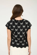 Load image into Gallery viewer, BOW PATTERN  SIDE TIE KNIT PULLOVER: BLACK
