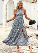 Load image into Gallery viewer, Western Printed Tiered Halter Maxi Dress