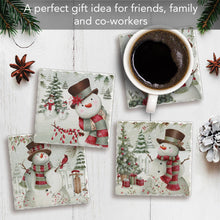 Load image into Gallery viewer, Snowmen Assorted Coaster 4 Pack