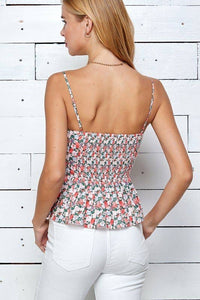 RUCHED AND RUFFLED CAMI TOP